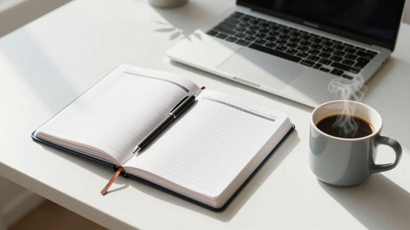 Focused professional at a desk with time blocked for deep work