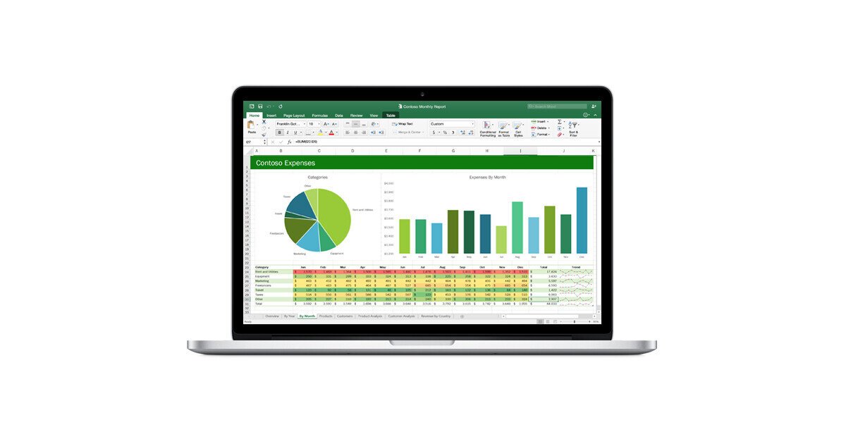 Business expense spreadsheet open on a laptop screen